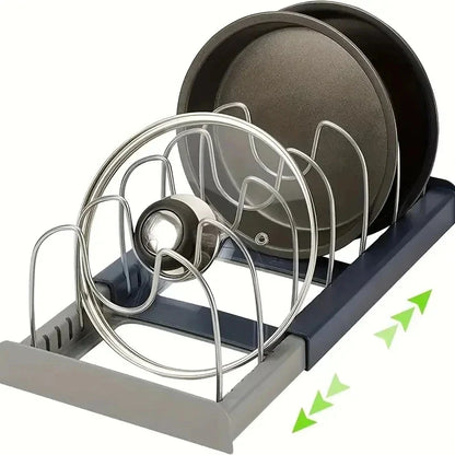 Space Saving Pot Lid Holder with 7 Adjustable Compartments - Halri