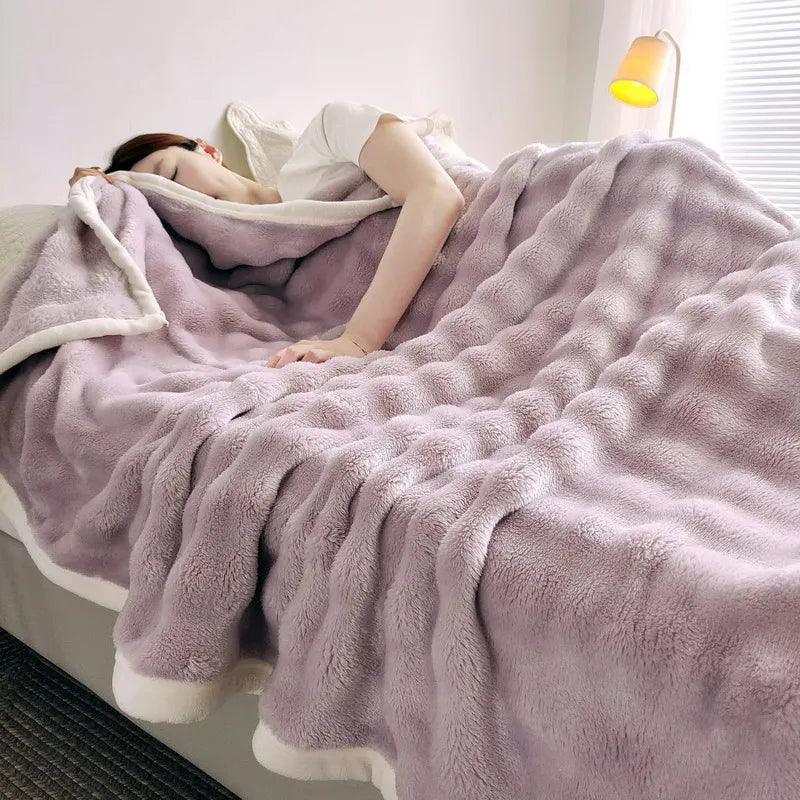 Plush Fleece Throw Blanket for Home and Travel