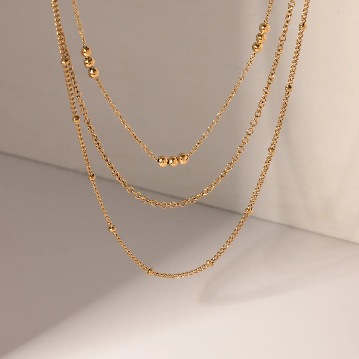 Delicate 18k Gold Triple Layer Necklace Set - Halri