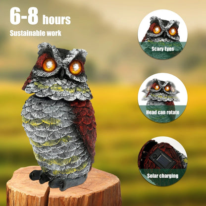 Outdoor Solar Owl Repellent Garden Statue