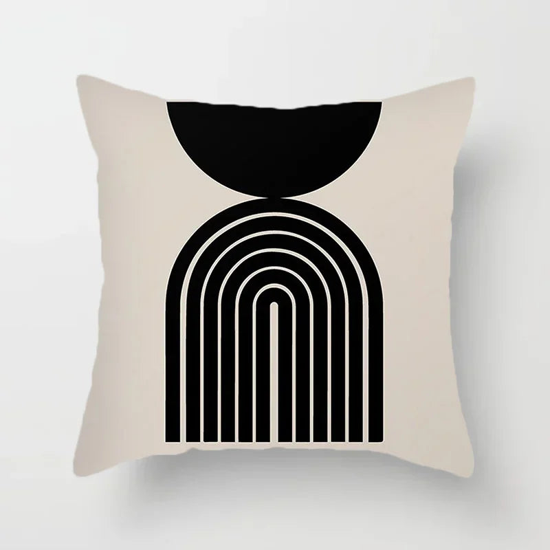 Stylish Black White Abstract Throw Pillow Cover