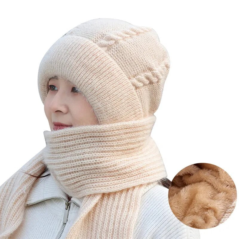 Warm Fleece Hat and Scarf Set