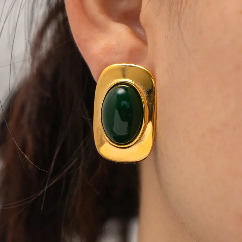 Luxurious Green Opal Drop Earrings - Halri