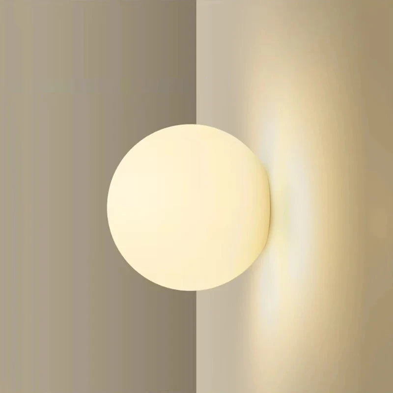 Soft White Glass Sphere Contemporary Wall Lamp - Halri