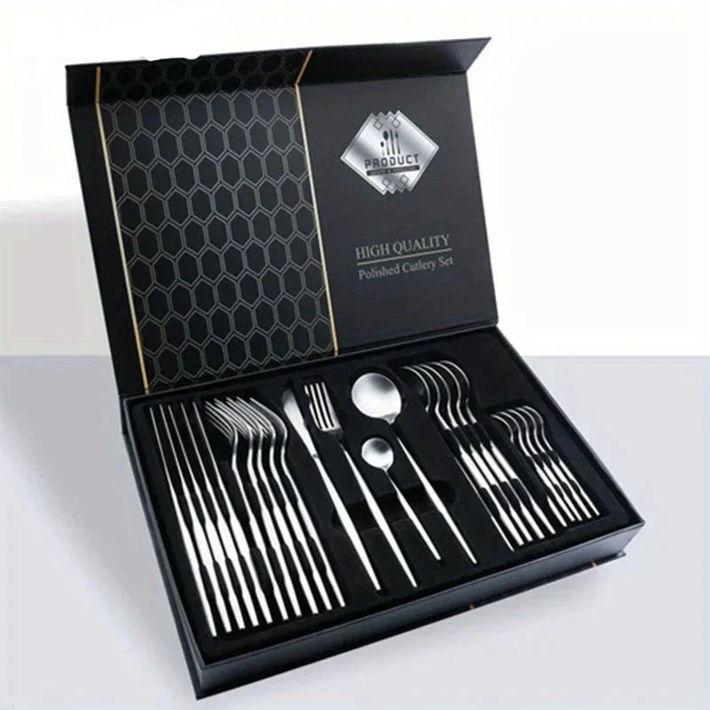 Premium 24-Piece Gold Flatware Set for Elegant Dining