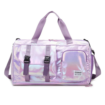 Spacious Holographic Travel Tote with Shoe Pocket