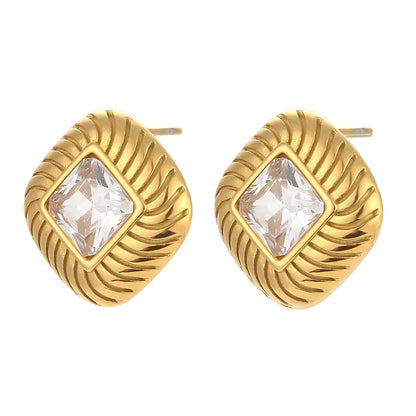 Bold Spiral Design Diamond Stud Earrings - Halri