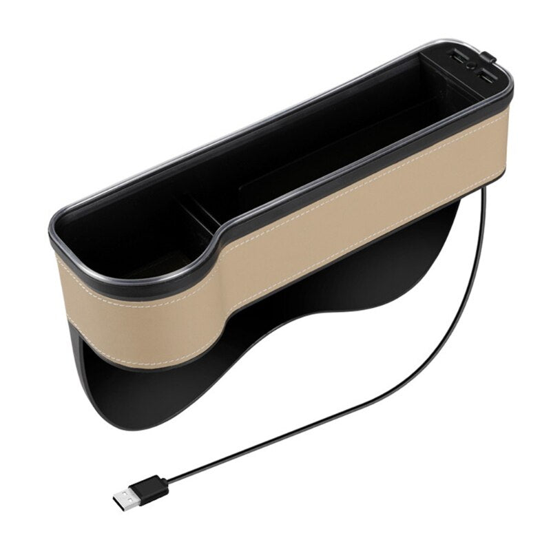 Car Seat Storage Box with USB Charger and LED Light