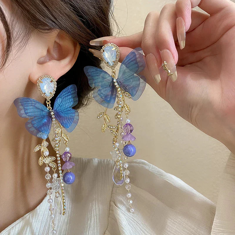Chic Black Drop Butterfly Earrings
