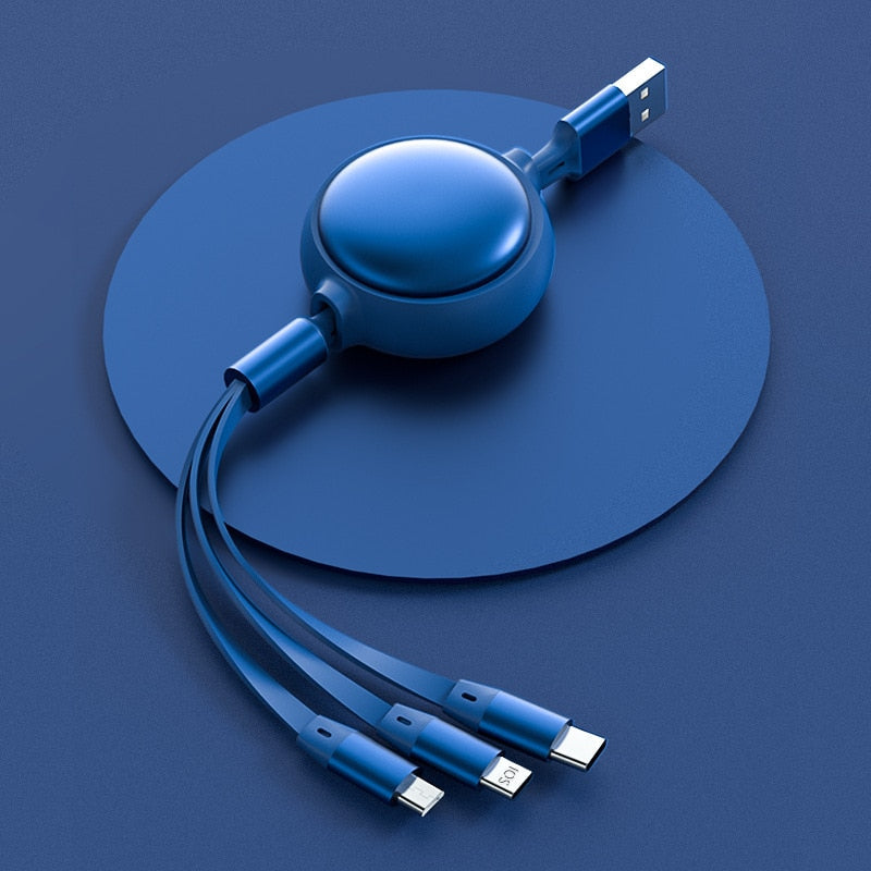 Compact 3in1 Quick Charge Retractable Cable