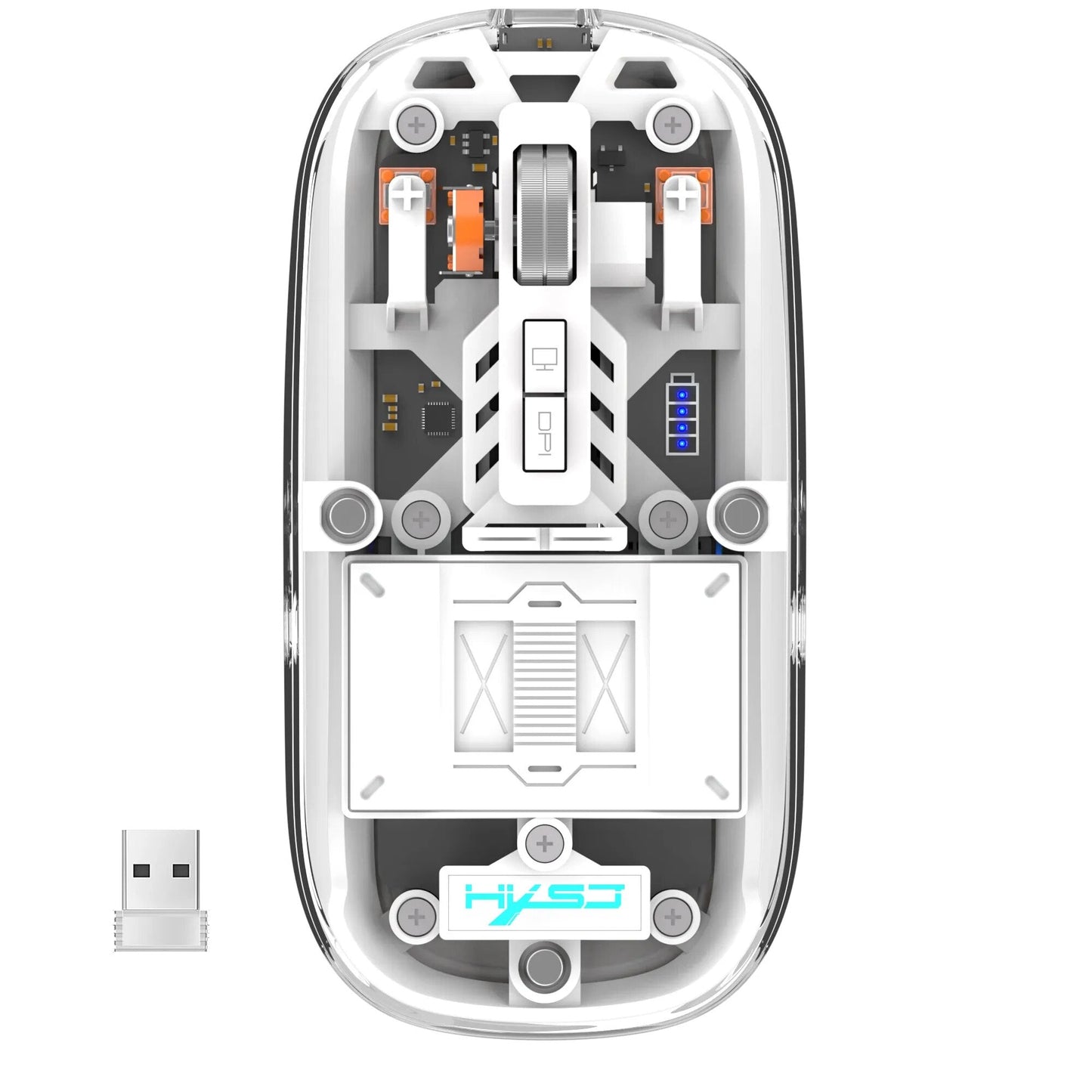 Clear Wireless Rechargeable Computer Mouse