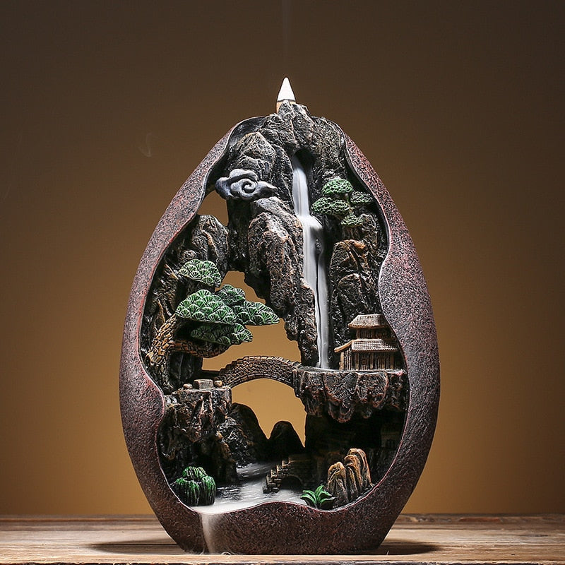 Calming Waterfall Incense Holder for Home Decor