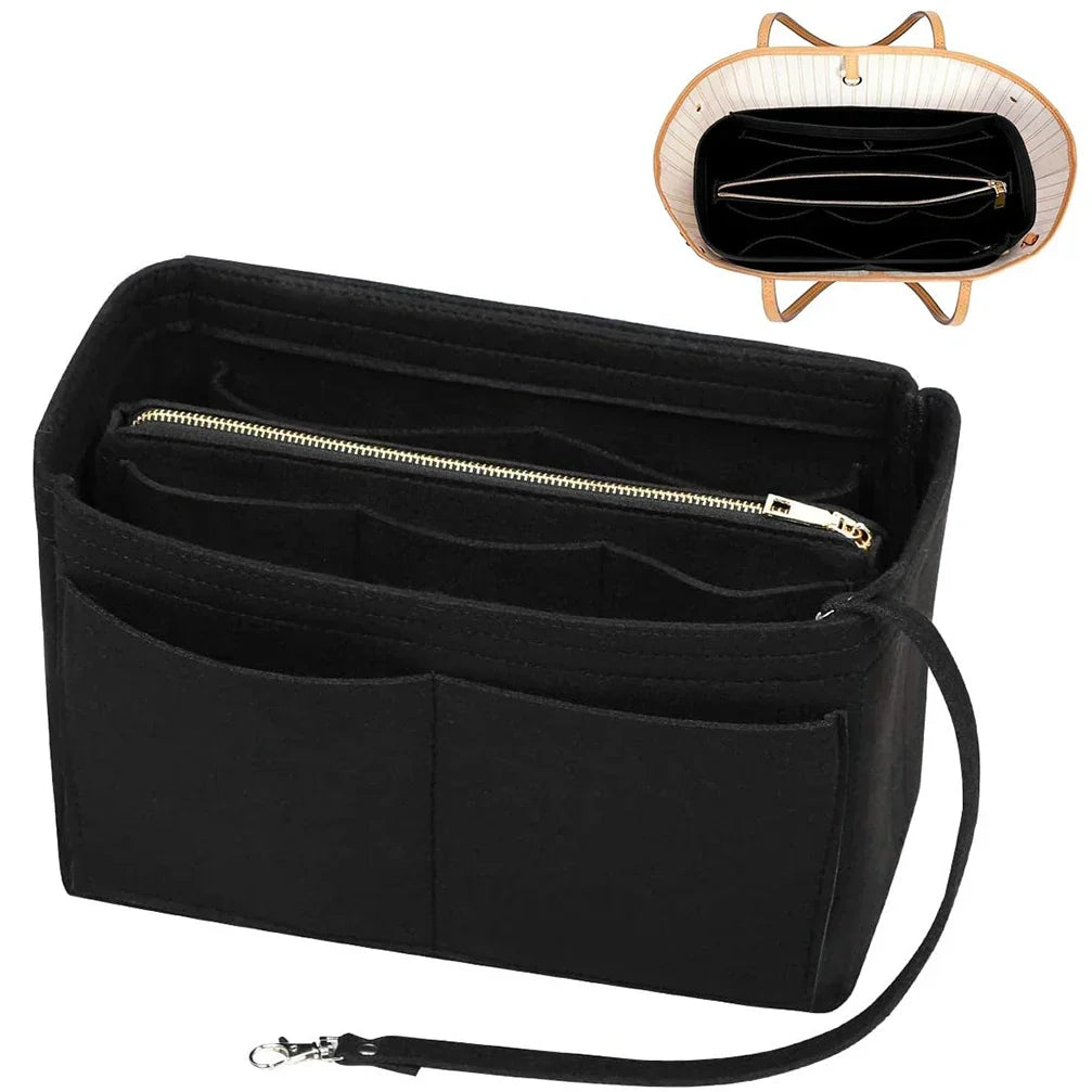 Premium Handbag Organizer Insert with Zipper Pockets