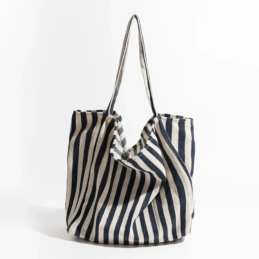 Natural Stripe Cotton Shopping Bag