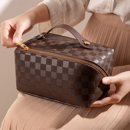 Premium Plaid Travel Makeup Pouch