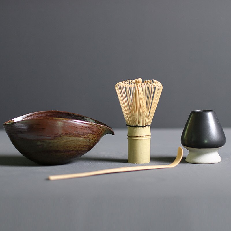 Traditional Japanese Matcha Tea Set with Whisk and Bowl