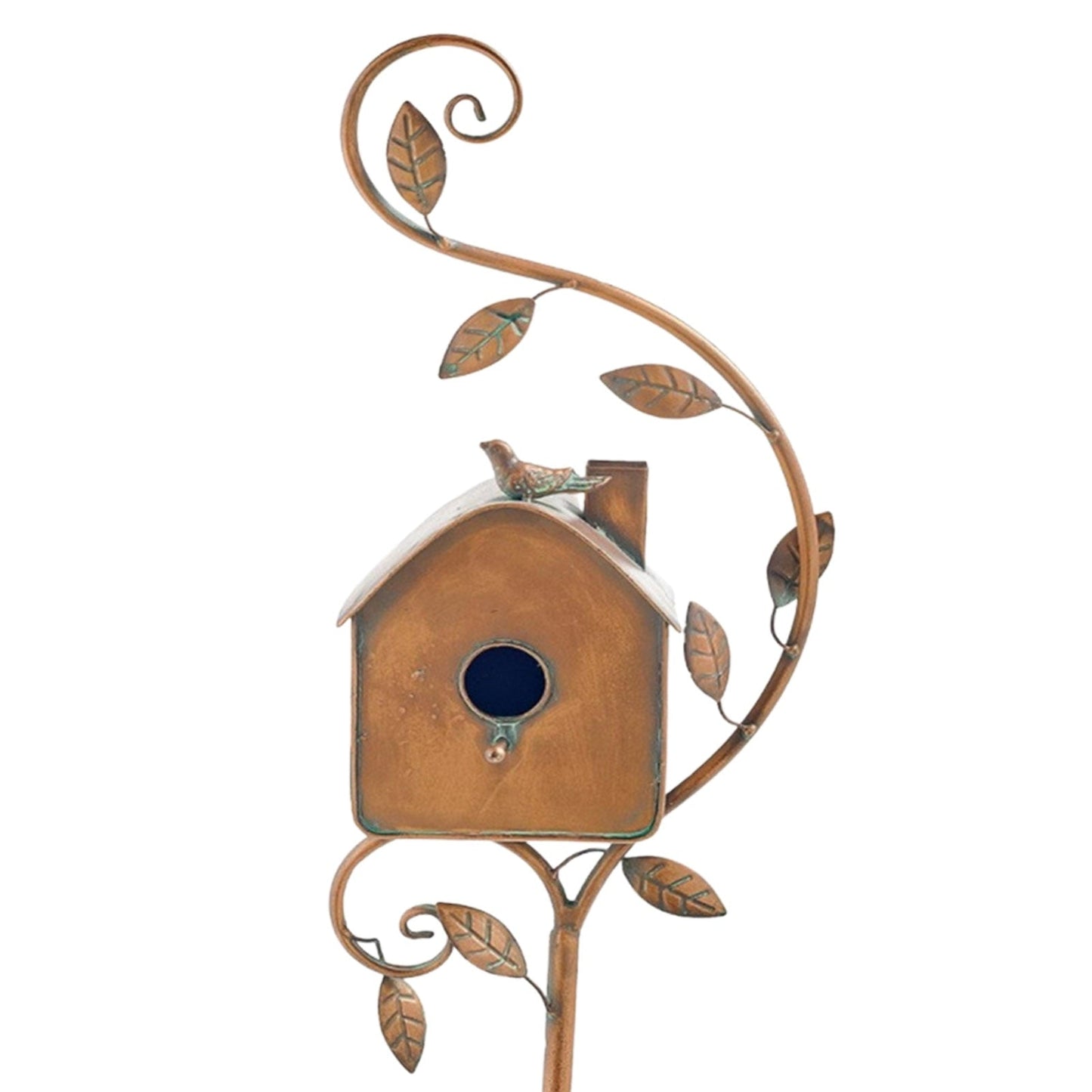 Decorative Metal Bird House on Yard Stake
