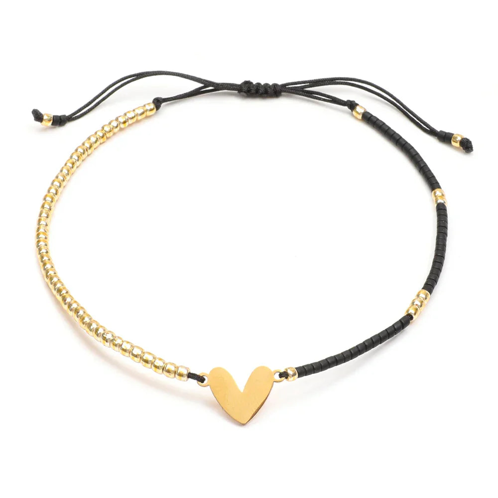 Delicate Beaded Heart Charm Bracelet - Halri