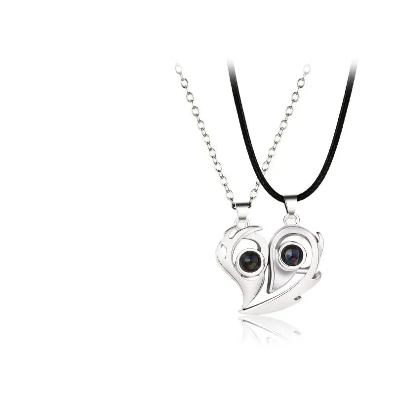 Romantic Love Heart Magnetic Couple Necklace Set