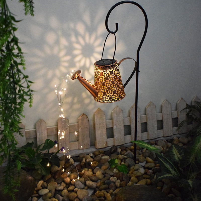 Solar Powered Garden Watering Can Lamp