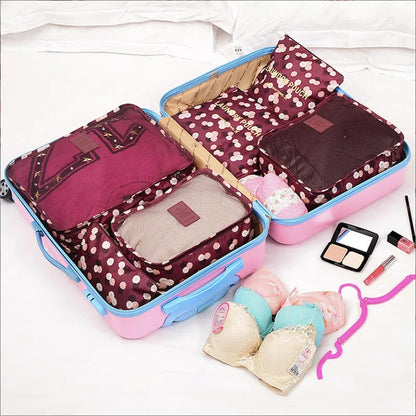 Travel Packing Cube Set 6pc Waterproof Luggage Organiser