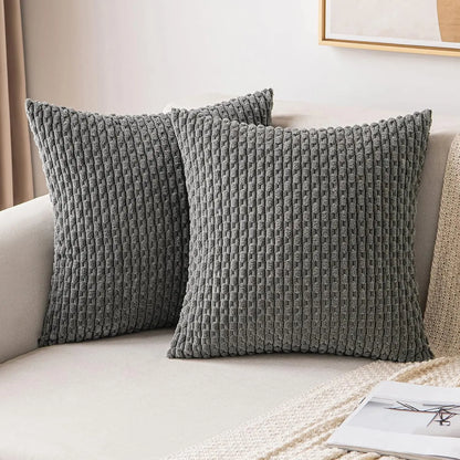 Plush Striped Velvet Cushion in Chic Bohemian Design