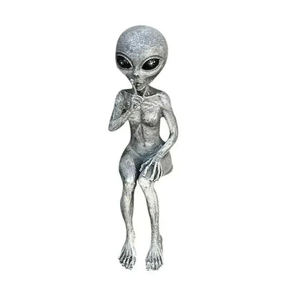Colorful UFO Alien Garden Statue Decor Figurine