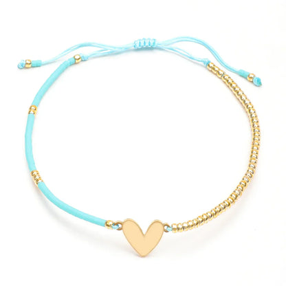 Delicate Beaded Heart Charm Bracelet