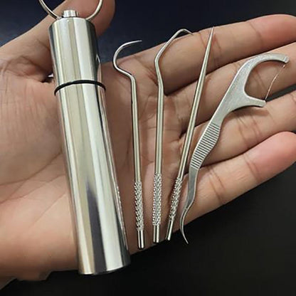Compact Travel Metal Toothpick Sanitizer Set