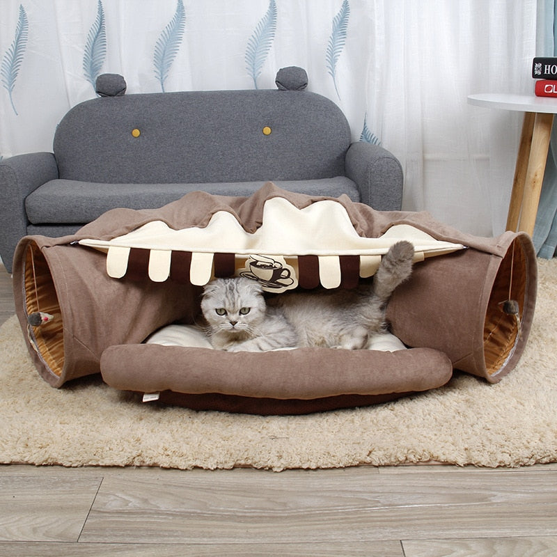 Portable Pet Play Foldable Tunnel House Bed