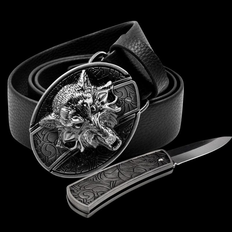 Compact Pocket Knife Leather Belt