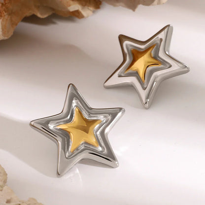 Statement Five Point Star Stud Earrings