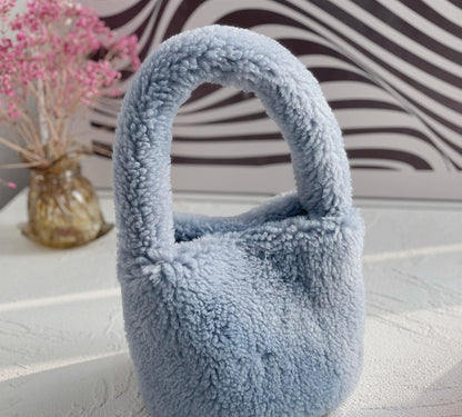 Soft Miniature Plush Bucket Handbag - Halri
