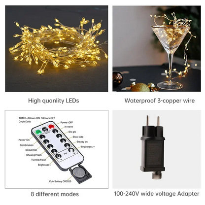 Decorative LED Fairy String Lights, 36m Waterproof - Halri