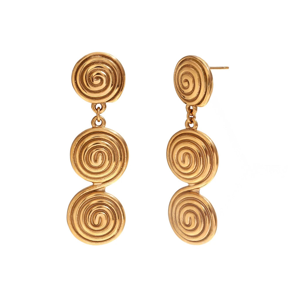 Fashionable Triple Drop Patterned Earrings - Halri