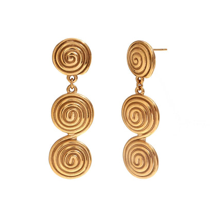 Fashionable Triple Drop Patterned Earrings - Halri
