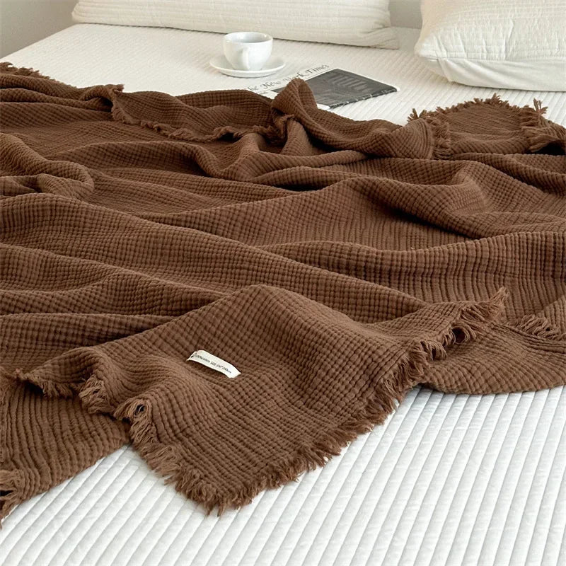 Cozy Plain Weave Cotton Throw Blanket