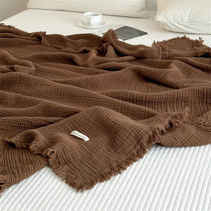 Cozy Plain Weave Cotton Throw Blanket