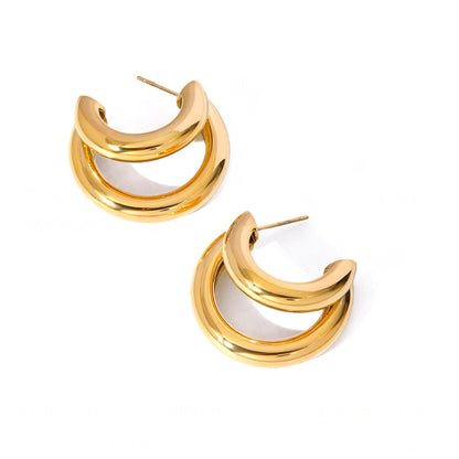 Simple Gold Crescent Shaped Earrings - Halri