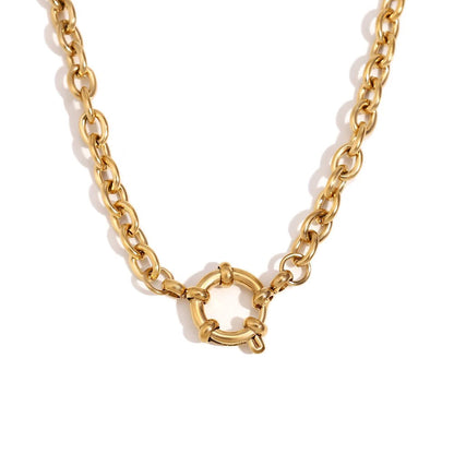 Gold Anchor Pendant Chain Necklace