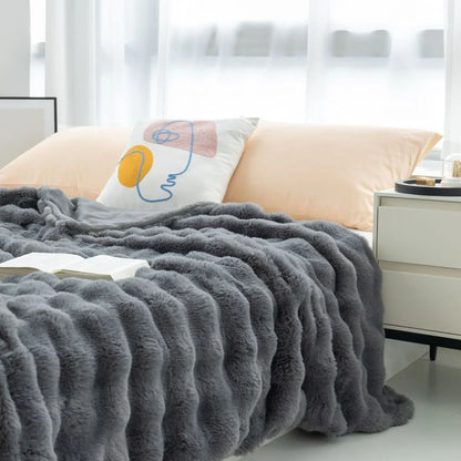 Soft Plush Reversible Home Blanket Throw