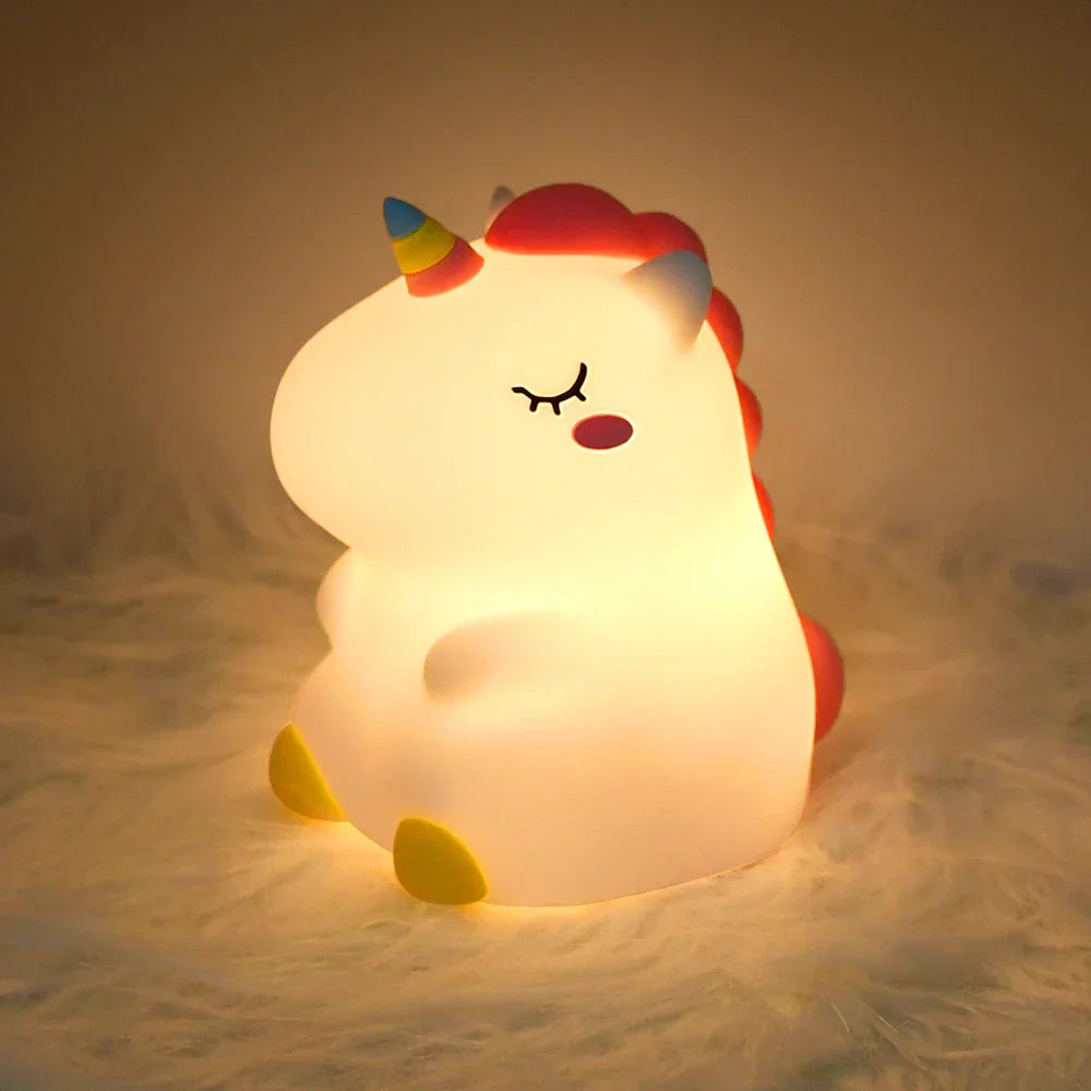 Colorful Unicorn Night Lamp, Soft USB Rechargeable