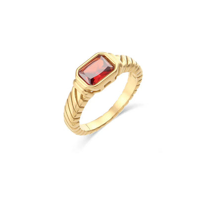 Elegant Striped Diamond Baguette Ring