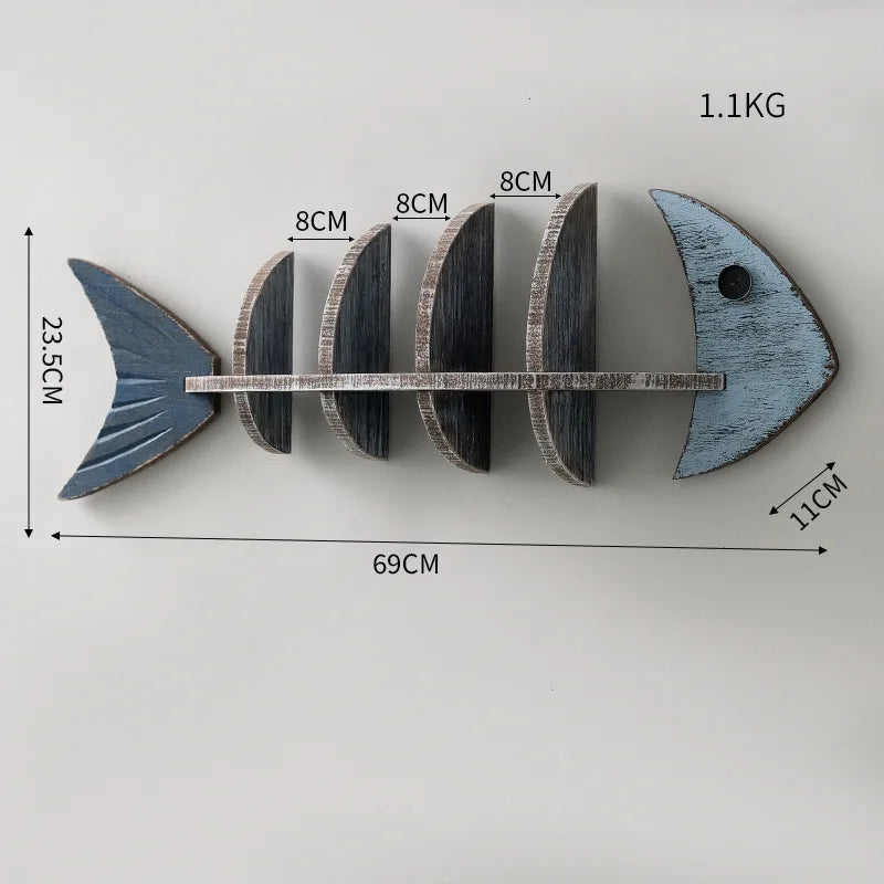 Rustic Wooden Fish Wall Shelf