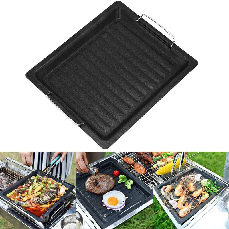 Large Reversible Cast Iron BBQ Grill Plate for Outdoor Cooking - Halri