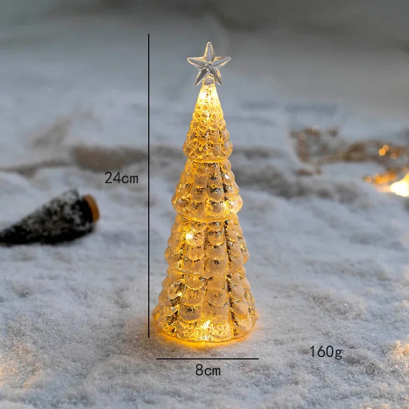 Festive Holiday LED Glass Table Lamp