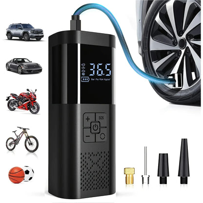 Compact Car Tire Inflator with Digital Display and LED - Halri