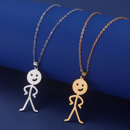 Fun Punk Middle Finger Stickman Pendant Necklace