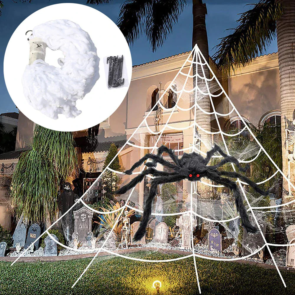 Large Spooky Spider Web Halloween Decor for Home - Halri