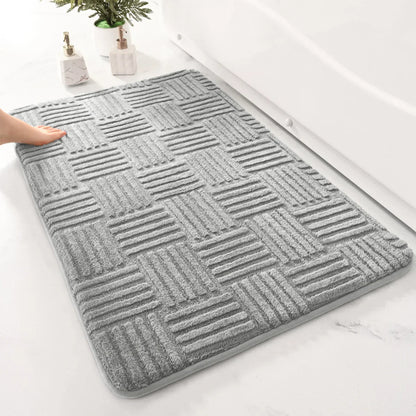 Plush Striped Anti-Slip Bathroom Mat